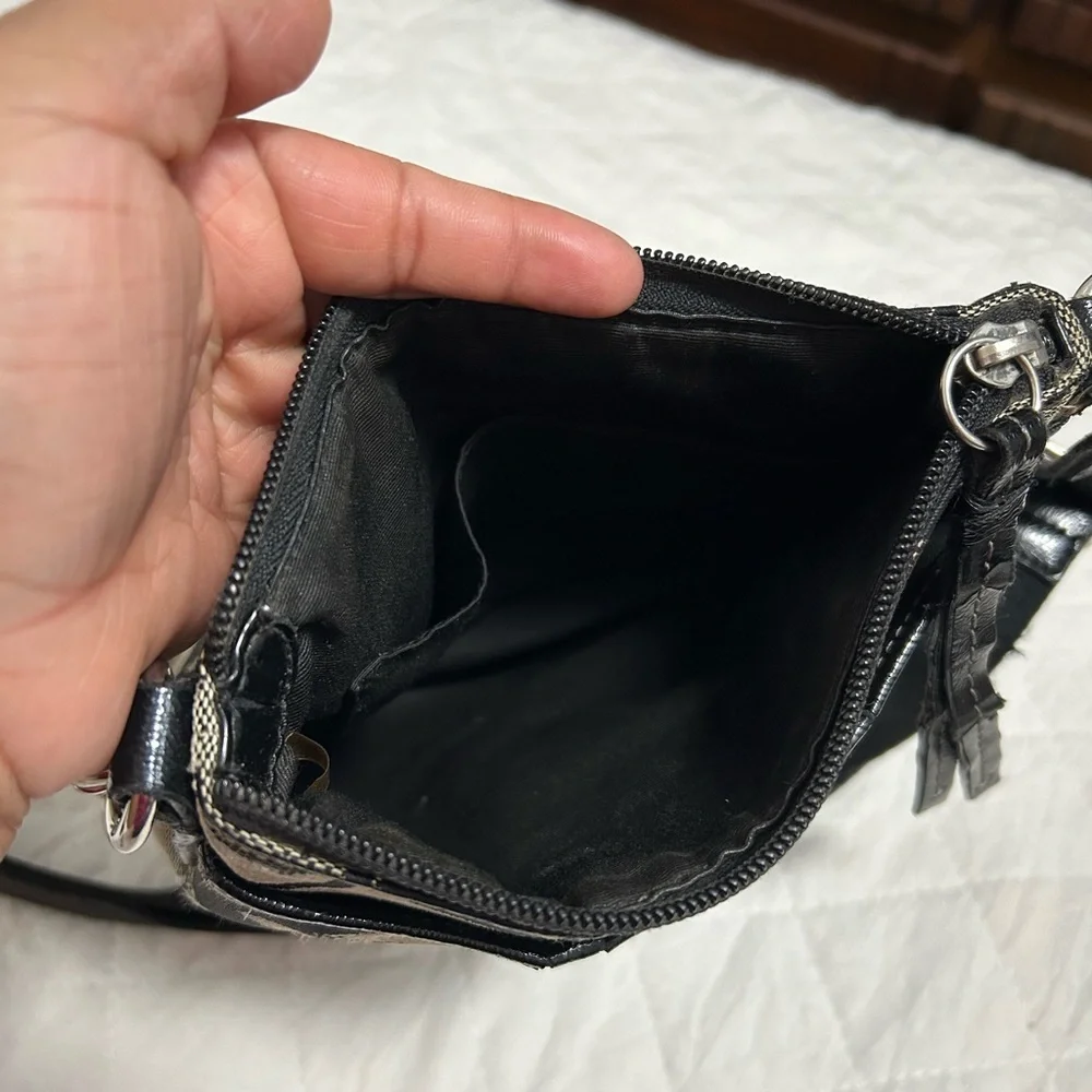 Coach Black and Tan Signature Crossbody and Wristlet
